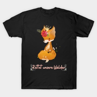 Fuchs Wald Retten Prinzessin Blumen Süß T-Shirt